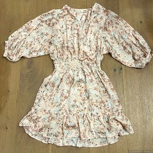 Floral, cinched waist dress